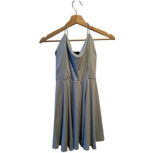 Streetwear Society Blue Mini Dress Small Cross back flowy flirty bodycon cute